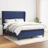 Pat box spring cu saltea, albastru, 140x200 cm, textil GartenMobel Dekor