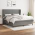 Pat continental cu saltea, gri deschis, 160x200 cm, textil GartenMobel Dekor