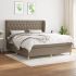 Pat box spring cu saltea, gri taupe, 140x200 cm, textil GartenMobel Dekor