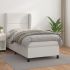 Pat box spring cu saltea, gri, 100x200 cm, piele ecologică GartenMobel Dekor
