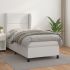 Pat box spring cu saltea, gri, 90x200 cm, piele ecologică GartenMobel Dekor
