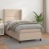 Pat box spring cu saltea, gri, 90x190 cm, piele ecologică GartenMobel Dekor