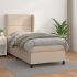 Pat box spring cu saltea, gri, 90x200 cm, piele ecologică GartenMobel Dekor