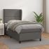 Pat box spring cu saltea, gri, 140x200 cm, piele ecologică GartenMobel Dekor