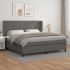 Pat box spring cu saltea, gri, 140x200 cm, piele ecologică GartenMobel Dekor