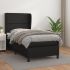 Pat box spring cu saltea, gri, 140x200 cm, piele ecologică GartenMobel Dekor