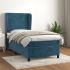 Pat box spring cu saltea, gri deschis, 90x190 cm, catifea GartenMobel Dekor