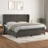 Pat box spring cu saltea, gri închis, 160x200 cm, catifea GartenMobel Dekor