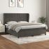 Pat box spring cu saltea, gri închis, 200x200 cm, catifea GartenMobel Dekor