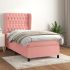Pat box spring cu saltea, gri deschis, 100x200 cm, catifea GartenMobel Dekor