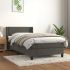 Pat box spring cu saltea, gri închis, 140x190 cm, catifea GartenMobel Dekor