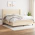 Pat box spring cu saltea, maro închis, 160x200 cm, textil GartenMobel Dekor