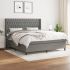 Pat box spring cu saltea, gri închis, 140x200 cm, textil GartenMobel Dekor