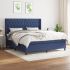 Pat box spring cu saltea, albastru, 100x200 cm, textil GartenMobel Dekor