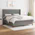 Pat box spring cu saltea, gri închis, 200x200 cm, textil GartenMobel Dekor