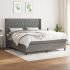 Pat box spring cu saltea, gri închis, 140x200 cm, textil GartenMobel Dekor