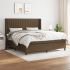 Pat box spring cu saltea, maro închis, 200x200 cm, textil GartenMobel Dekor