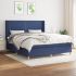 Pat box spring cu saltea, albastru, 200x200 cm, textil GartenMobel Dekor