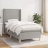 Pat box spring cu saltea, gri deschis, 200x200 cm, textil GartenMobel Dekor