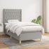 Pat box spring cu saltea, gri deschis, 140x190 cm, textil GartenMobel Dekor