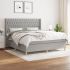 Pat box spring cu saltea, gri deschis, 140x190 cm, textil GartenMobel Dekor