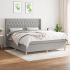 Pat box spring cu saltea, gri deschis, 140x190 cm, textil GartenMobel Dekor