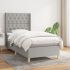 Pat box spring cu saltea, gri deschis, 140x190 cm, textil GartenMobel Dekor