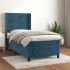 Pat box spring cu saltea, gri deschis, 90x200 cm, catifea GartenMobel Dekor