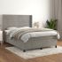 Pat box spring cu saltea, gri deschis, 140x190 cm, catifea GartenMobel Dekor