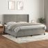 Pat box spring cu saltea, gri deschis, 140x190 cm, catifea GartenMobel Dekor