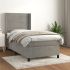 Pat box spring cu saltea, gri deschis, 140x190 cm, catifea GartenMobel Dekor