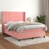Pat box spring cu saltea, gri deschis, 140x190 cm, catifea GartenMobel Dekor