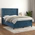 Pat box spring cu saltea, albastru închis, 200x200 cm, catifea GartenMobel Dekor
