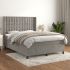 Pat box spring cu saltea, gri deschis, 200x200 cm, catifea GartenMobel Dekor