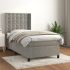 Pat box spring cu saltea, gri deschis, 200x200 cm, catifea GartenMobel Dekor