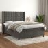 Pat box spring cu saltea, gri închis, 200x200 cm, catifea GartenMobel Dekor
