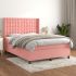 Pat box spring cu saltea, gri închis, 140x190 cm, catifea GartenMobel Dekor