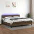 Pat cu arcuri, saltea și LED, maro închis, 80x200 cm, textil GartenMobel Dekor