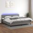 Pat cu arcuri, saltea și LED, gri închis, 140x200 cm, textil GartenMobel Dekor