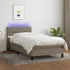 Pat cu arcuri, saltea și LED, Gri taupe, 100x200 cm, textil GartenMobel Dekor