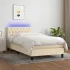 Pat cu arcuri, saltea și LED, Gri taupe, 100x200 cm, textil GartenMobel Dekor