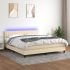 Pat cu arcuri, saltea și LED, gri închis, 160x200 cm, textil GartenMobel Dekor