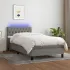 Pat cu arcuri, saltea și LED, gri închis, 100x200 cm, textil GartenMobel Dekor