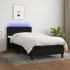 Pat cu arcuri, saltea și LED, negru, 100x200 cm, textil GartenMobel Dekor