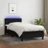 Pat cu arcuri, saltea și LED, negru, 100x200 cm, textil GartenMobel Dekor