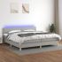 Pat cu arcuri, saltea și LED, gri deschis, 180x200 cm, textil GartenMobel Dekor