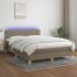 Pat cu arcuri, saltea și LED, gri taupe, 180x200 cm, textil GartenMobel Dekor