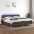 Pat cu arcuri, saltea și LED, gri închis, 200x200 cm, textil GartenMobel Dekor