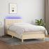 Pat cu arcuri, saltea și LED, gri taupe, 90x200 cm, textil GartenMobel Dekor