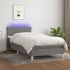 Pat cu arcuri, saltea și LED, gri taupe, 90x200 cm, textil GartenMobel Dekor
